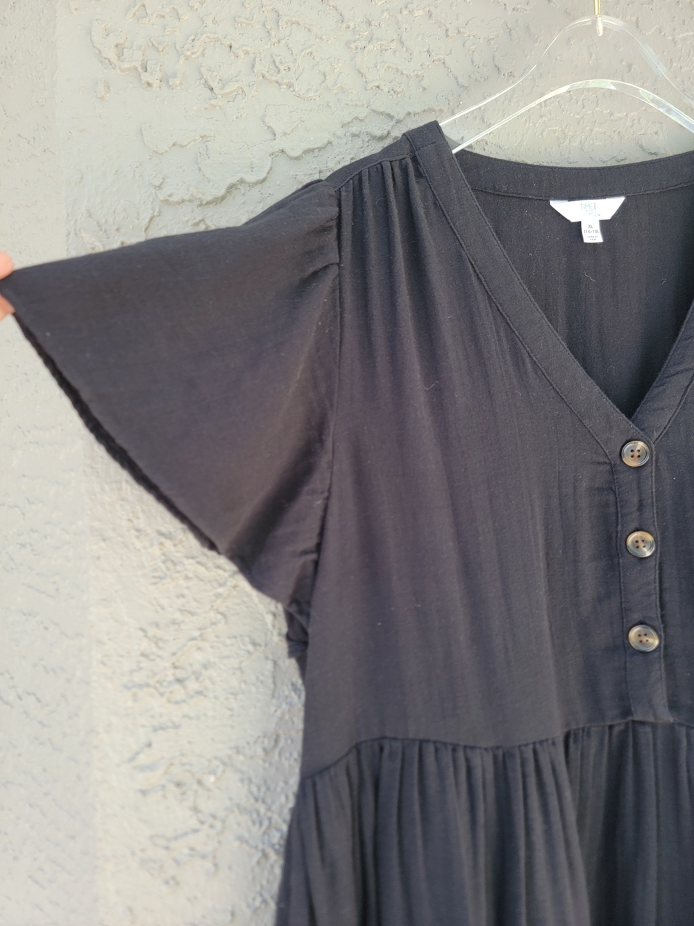 Time and Tru Black Cotton Gauze Babydoll Dress XL 16/18 Cottagecore - Picture 7 of 10